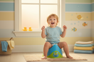 Fröhliches Kleinkind sitzt auf dem Töpfchen im Badezimmer – spielerischer Start ins Toilettentraining und Trockenwerden | BabyLions®