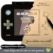 Schwarze Kinder Brotdose im Retro Game-Design mit handgezeichnetem Motiv, BPA-freie Bento Lunchbox für Kindergarten, Schule und unterwegs