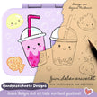 Lila Kinder Brotdose mit Bubble Tea Motiv und handgezeichnetem Design, BPA-freie Bento Lunchbox für Kindergarten, Schule und unterwegs