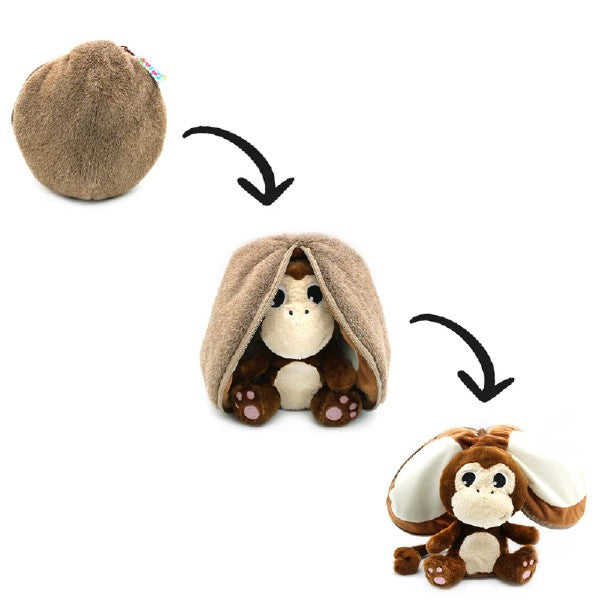 Flipetz Affe in Kokosnuss – 2-in-1 Kuscheltier mit Verwandlungsfunktion, Plüschtier für Babys und Kinder zum Spielen & Kuscheln
