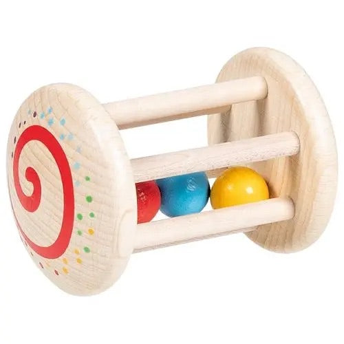 Holz-Greifling Käfigrassel Regenbogen mit bunten Kugeln – Babyspielzeug ab 0+ Monaten