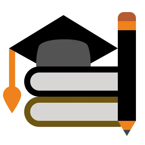 Symbol für Lernen und Bildung mit Büchern, Stift und Abschlusskappe – Förderung von Entwicklung und Wissen bei BabyLions®