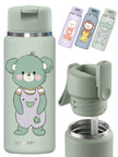 TINY Thermo Kinder Trinkflasche Koala 200 ml aus Edelstahl mit Strohhalm, auslaufsicherem Klappdeckel und handgezeichnetem Koala-Design – BPA-freie Isolierflasche für Kinder