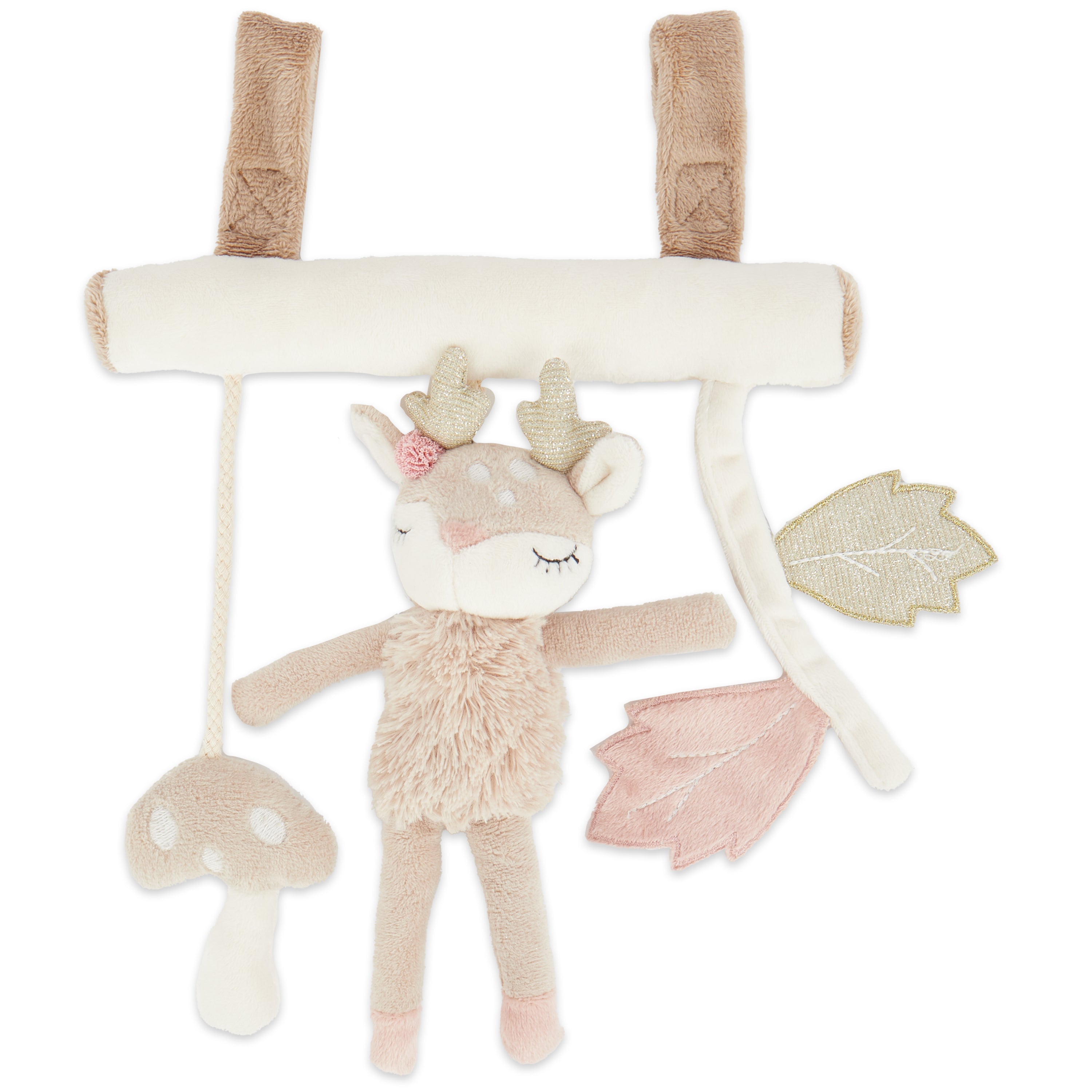 Universalhänger Reh von Bieco – Baby Spielzeug für Kinderwagen & Buggy, Dreamy Rose / Sand – BabyLions
