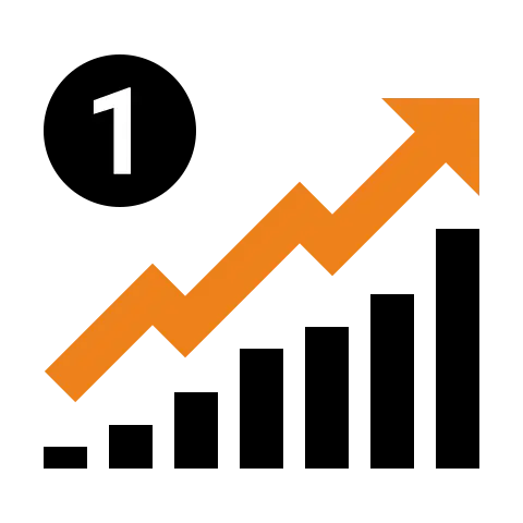 Symbol für Wachstum, Erfolg und Entwicklung mit steigender Grafik und Pfeil – Fortschritt und Qualität bei BabyLions®