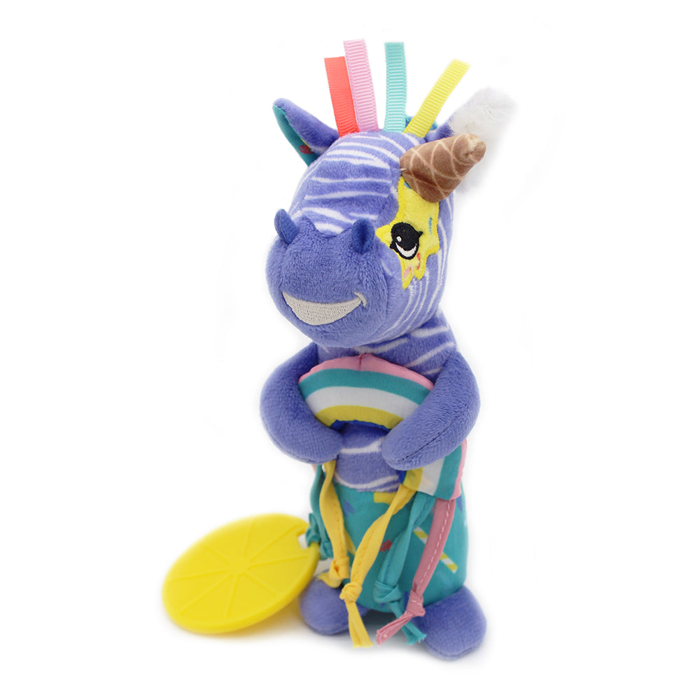 Zebra Activity-Anhänger mit Beißring und Knister-Regenbogen – sensorisches Babyspielzeug ab Geburt