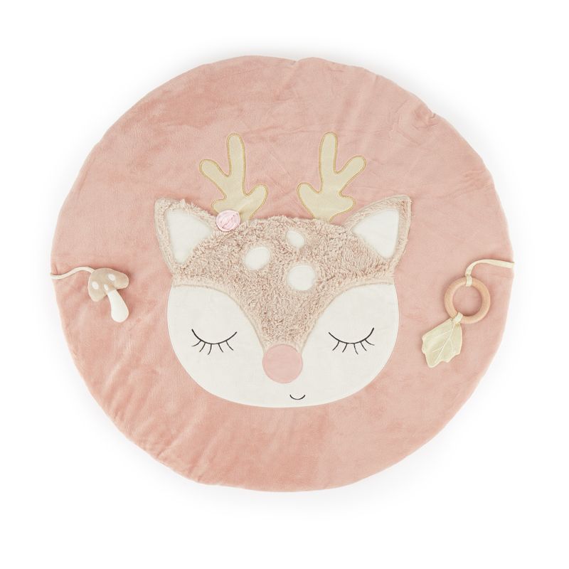 Baby Spieldecke Reh Ella rosa rund mit integrierten Spielelementen