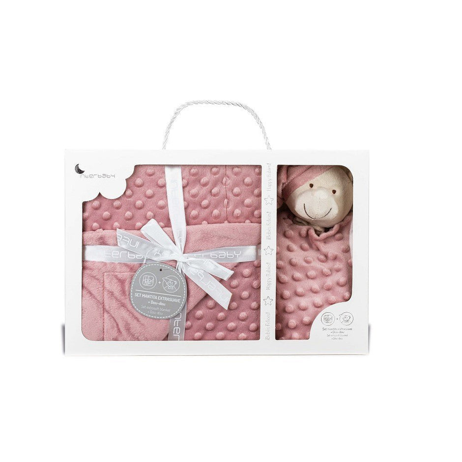 Rosa Babydecke mit Schmusetuch im Set in Geschenkbox