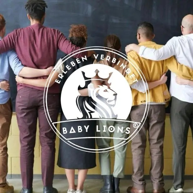 BabyLions® Logo mit Menschen – Marke für Babyprodukte, Familie und Gemeinschaft