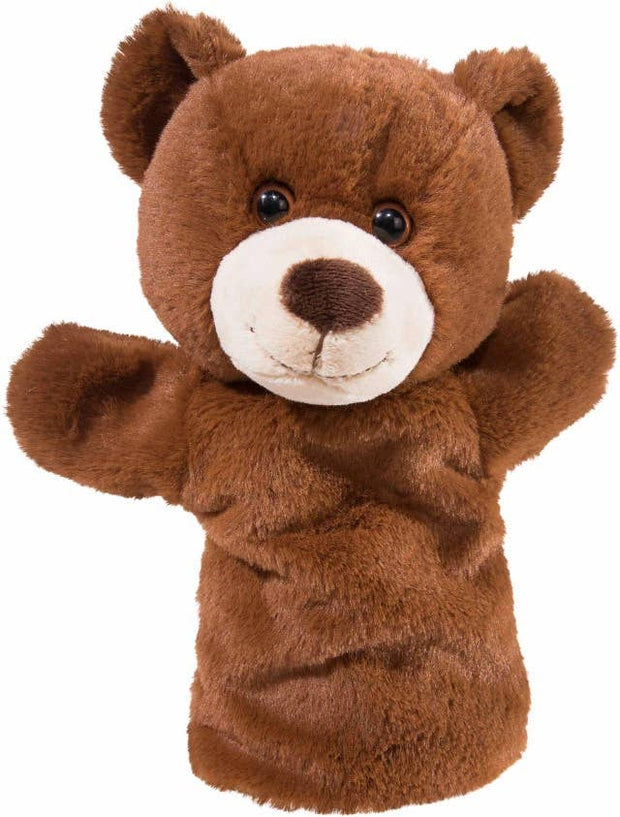 Weiche Handpuppe Bär aus Plüsch für Babys und Kinder, braunes Kuscheltier für Rollenspiele und Fantasieentwicklung