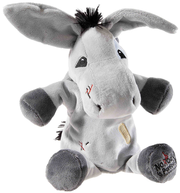 Handpuppe Esel Murphy aus weichem Plüsch für Babys und Kinder, graues Kuscheltier für Rollenspiele und Fantasieentwicklung