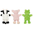 Handpuppen Set Rückansicht mit Kuh, Schwein und Frosch aus Stoff, geeignet für Kinder zum Rollenspiel und Erzählen von Geschichten