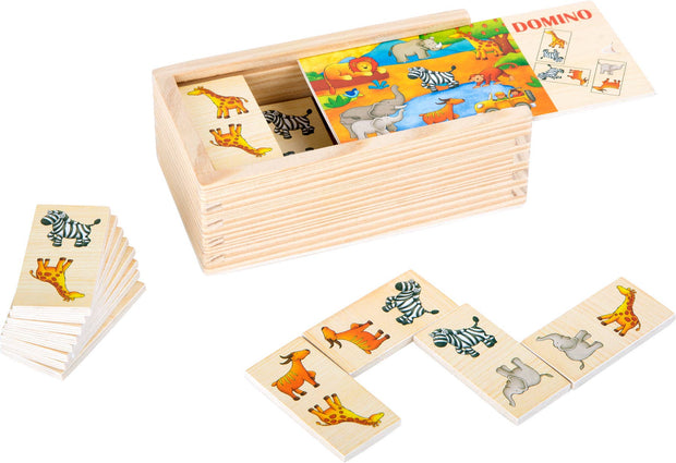 Holz Domino Spiel für Kinder mit Tiermotiven von Small Foot in Aufbewahrungsbox