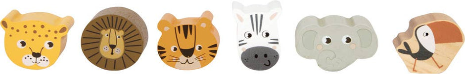 Holzspielzeug Arche Noah Tierfiguren Set mit Löwe, Elefant, Zebra, Tiger und Vogel, Teil eines Balancierspiels für Kinder