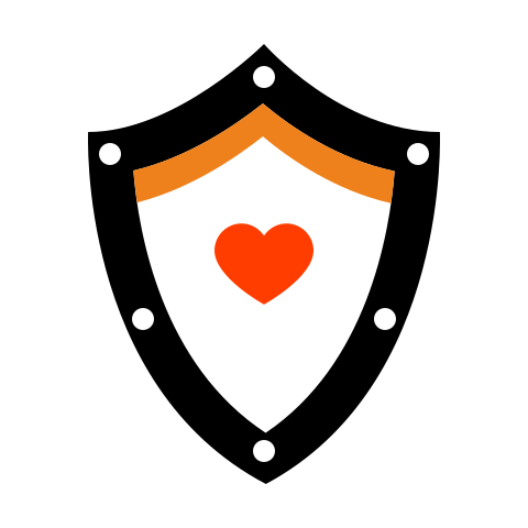 Illustration eines Schutzschilds mit Herzsymbol – steht für Sicherheit, Vertrauen und Fürsorge bei BabyLions
