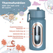 Blaue isolierte Kinder-Trinkflasche aus Edelstahl mit Thermofunktion, hält Getränke bis zu 12 Stunden kalt und 6 Stunden warm – ideal für Kindergarten, Schule und unterwegs