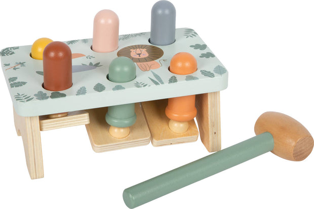 Holz Klopfspiel für Kinder mit bunten Steckelementen und Hammer Motorikspielzeug