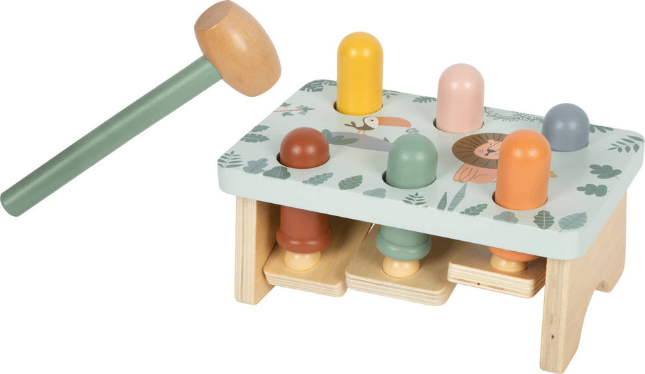 Holz Klopfspiel für Kinder mit bunten Steckelementen und Hammer Motorikspielzeug