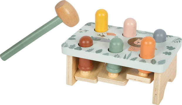 Holz Klopfspiel für Kinder mit bunten Steckelementen und Hammer Motorikspielzeug