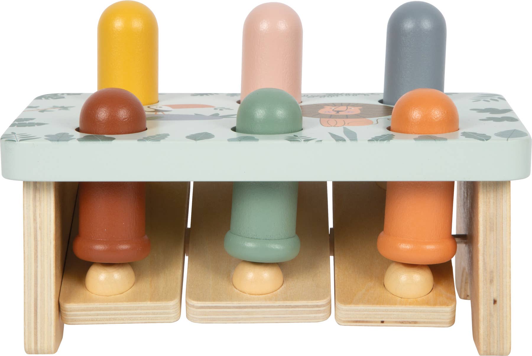 Holz Klopfspiel für Kinder mit bunten Steckelementen und Mechanik Motorikspielzeug