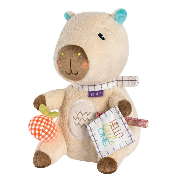 Kuscheltier Baby Capybara Fehn Hello Little One – weiches Plüschtier für Babys mit Greifelementen und liebevollen Details