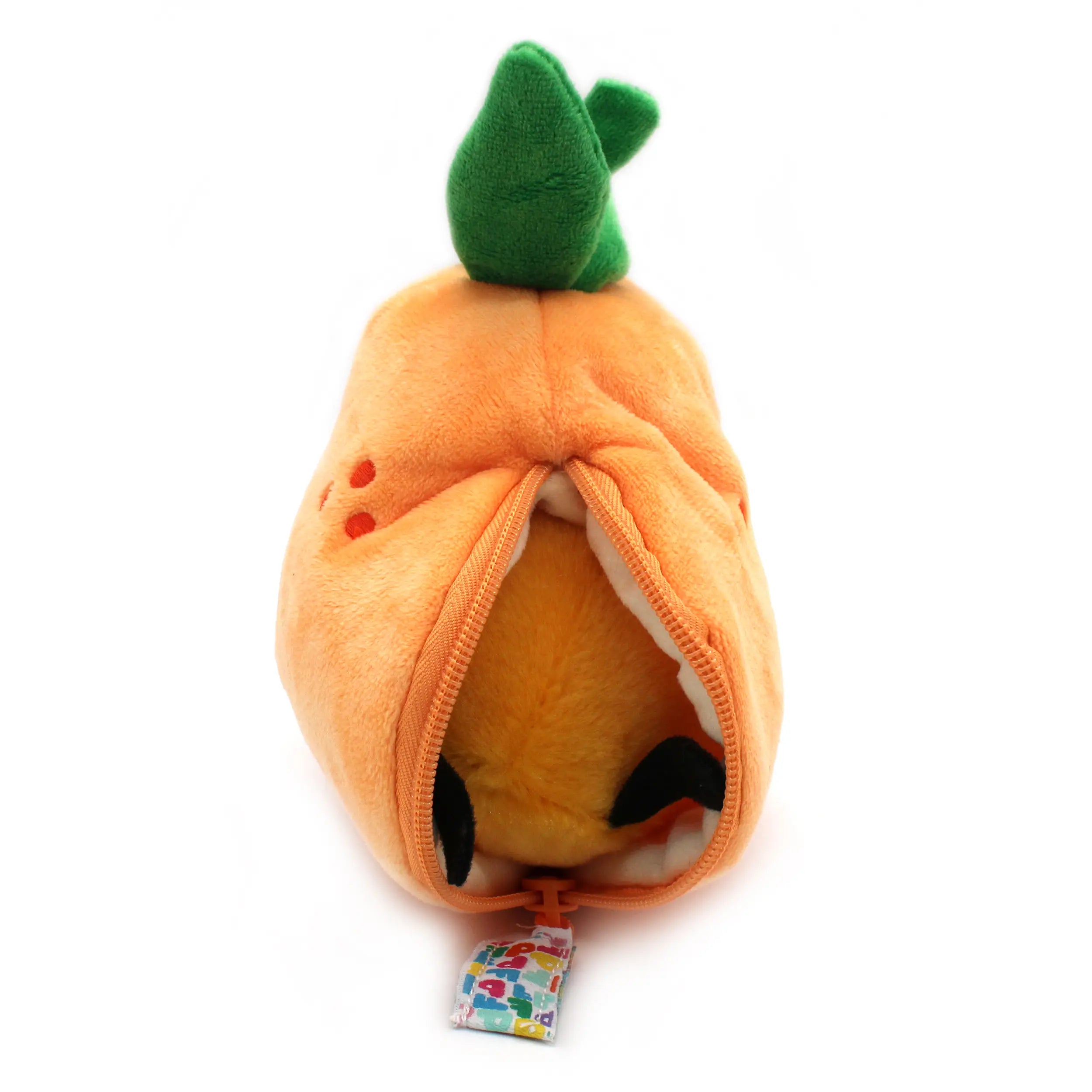 Mandarine 2-in-1 Plüschtier geöffnet mit versteckter Biene im Inneren