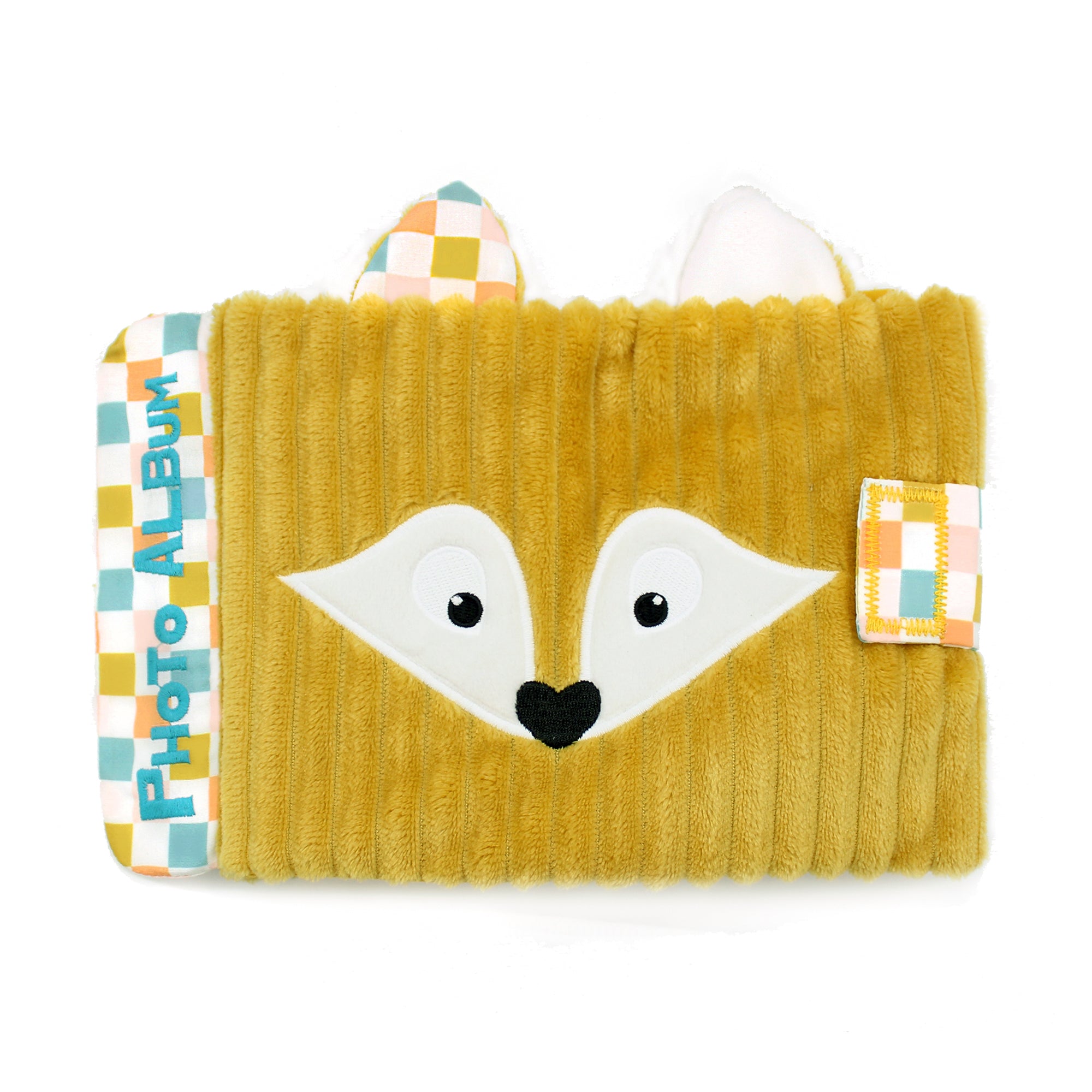 Baby-Fotoalbum Fuchs aus Plüsch – Erinnerungsalbum mit 10 Fototaschen für Babys und Kinder, Geschenk zur Geburt oder Taufe