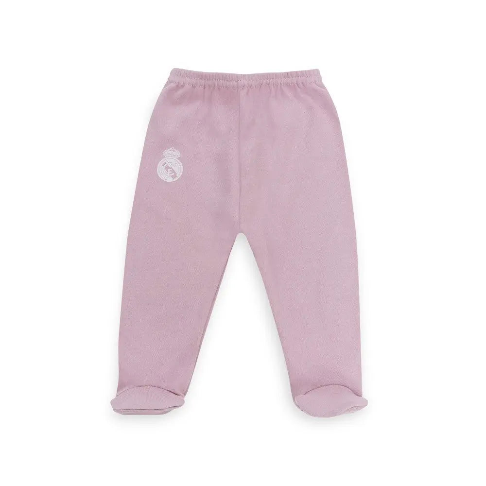 Baby Hose Real Madrid rosa mit Füßchen weiche Baumwolle mit Logo bequem für Neugeborene Babybekleidung