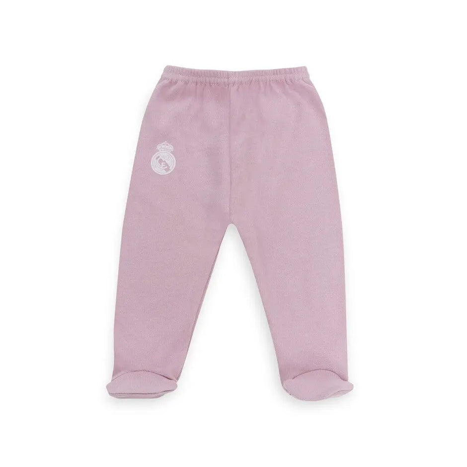 Baby Hose Real Madrid rosa mit Füßchen weiche Baumwolle mit Logo bequem für Neugeborene Babybekleidung