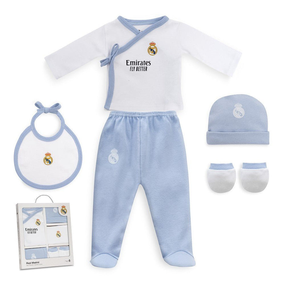 Real Madrid Baby Erstausstattungs - Set 5 - teilig – Blau oder Rosa - Babylions