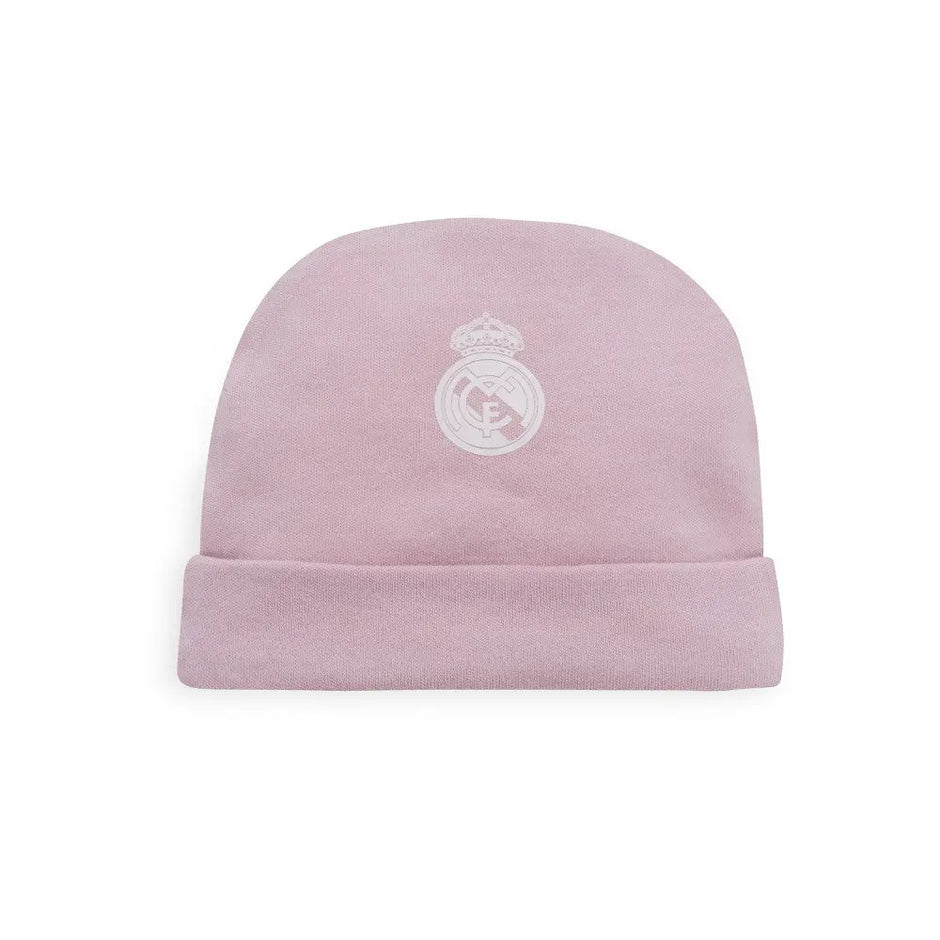 Baby Mütze Real Madrid rosa weiche Baumwolle mit Logo bequem warm für Neugeborene Babybekleidung