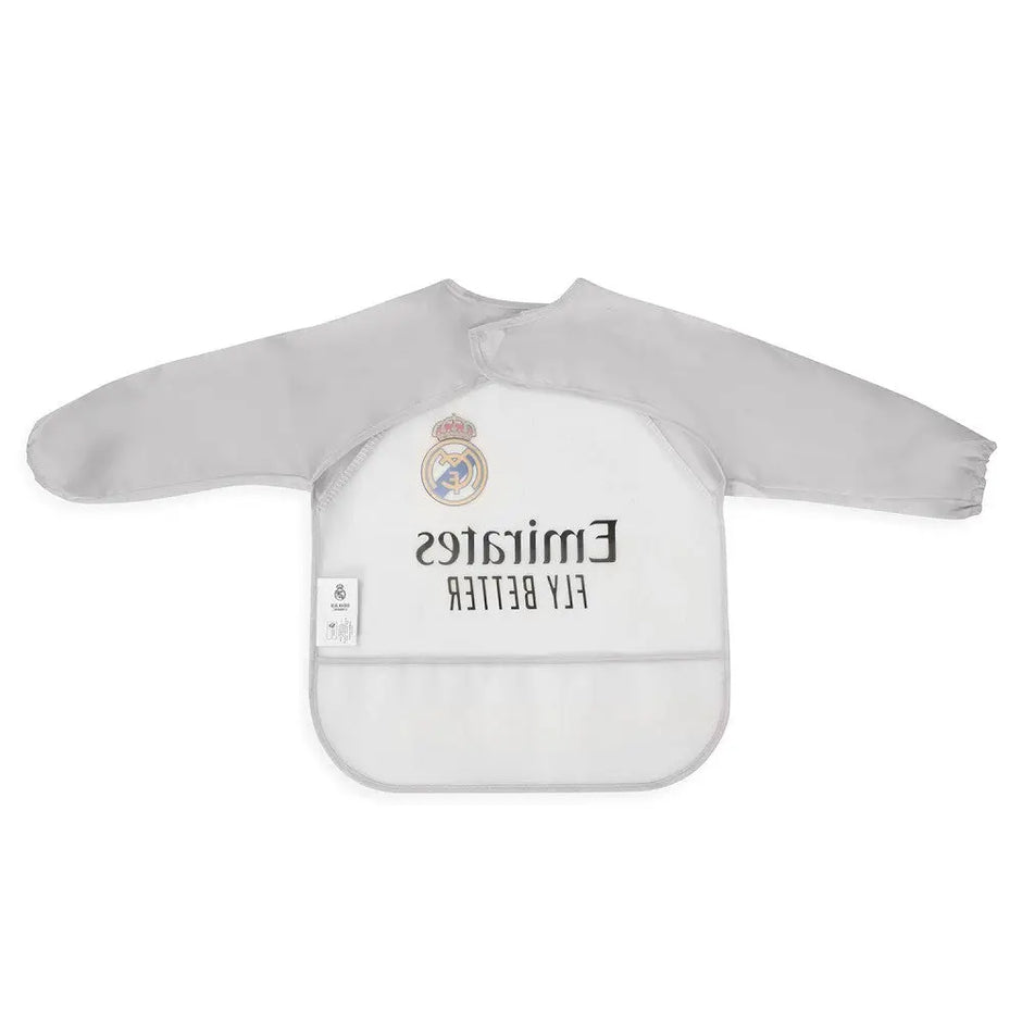 Real Madrid Baby Lätzchen mit Ärmeln grau Rückseite wasserdicht