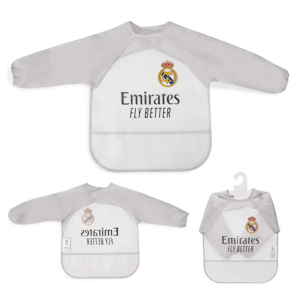 Real Madrid Baby Lätzchen mit Ärmeln grau wasserdicht Emirates Design