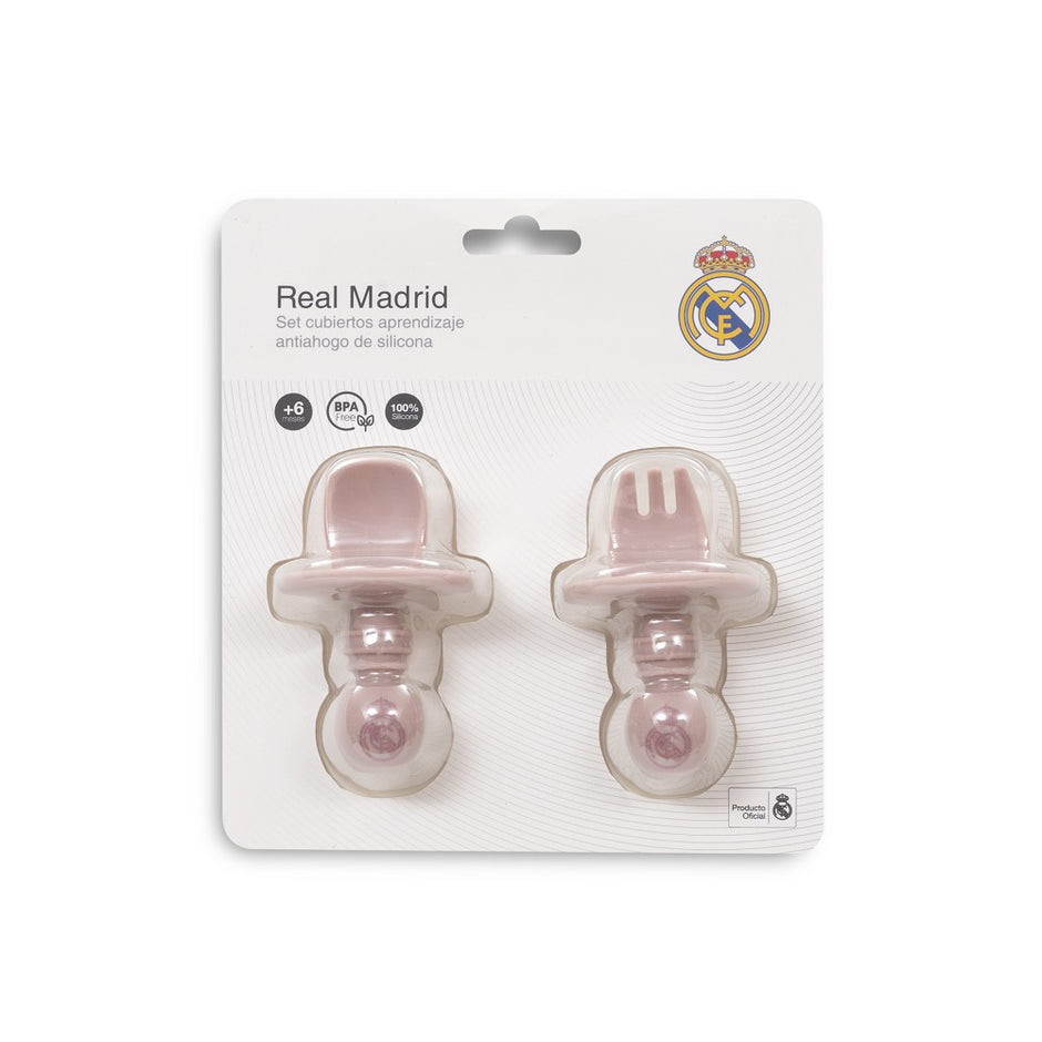 Real Madrid Baby Lernbesteck aus Silikon in Rosa in Originalverpackung BPA frei ab 4 Monaten
