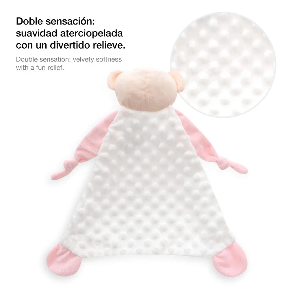 Rückseite Real Madrid Baby Schmusetuch Bär rosa mit weichem Minky Stoff Struktur