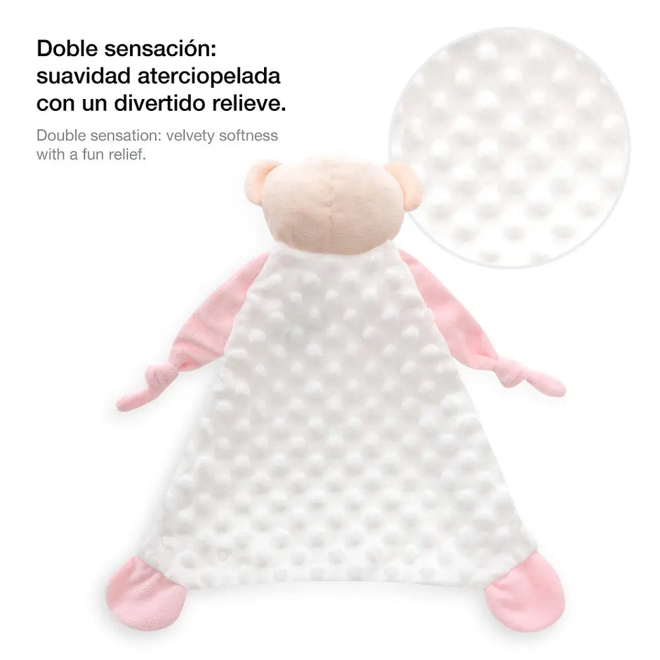 Rückseite Real Madrid Baby Schmusetuch Bär rosa mit weichem Minky Stoff Struktur