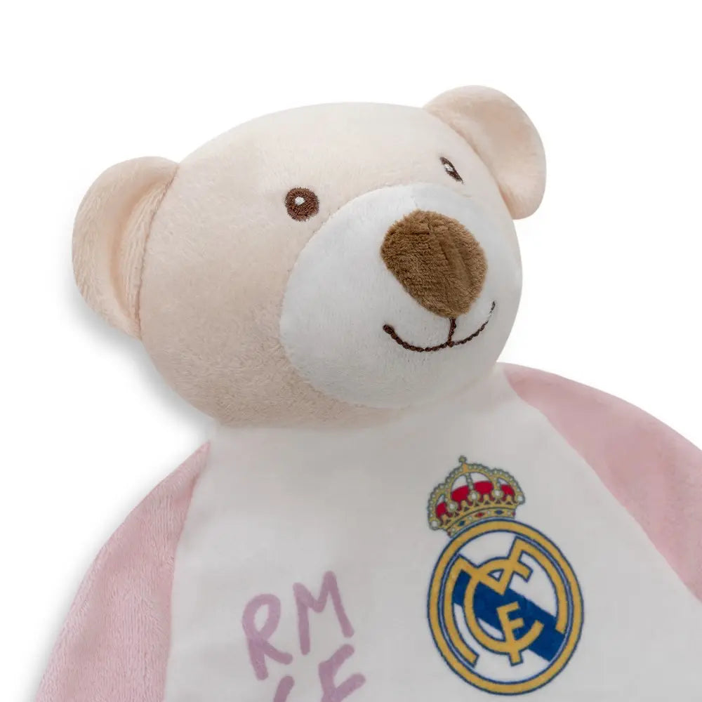 Real Madrid Baby Schmusetuch Bär rosa Nahaufnahme Kopf mit Logo