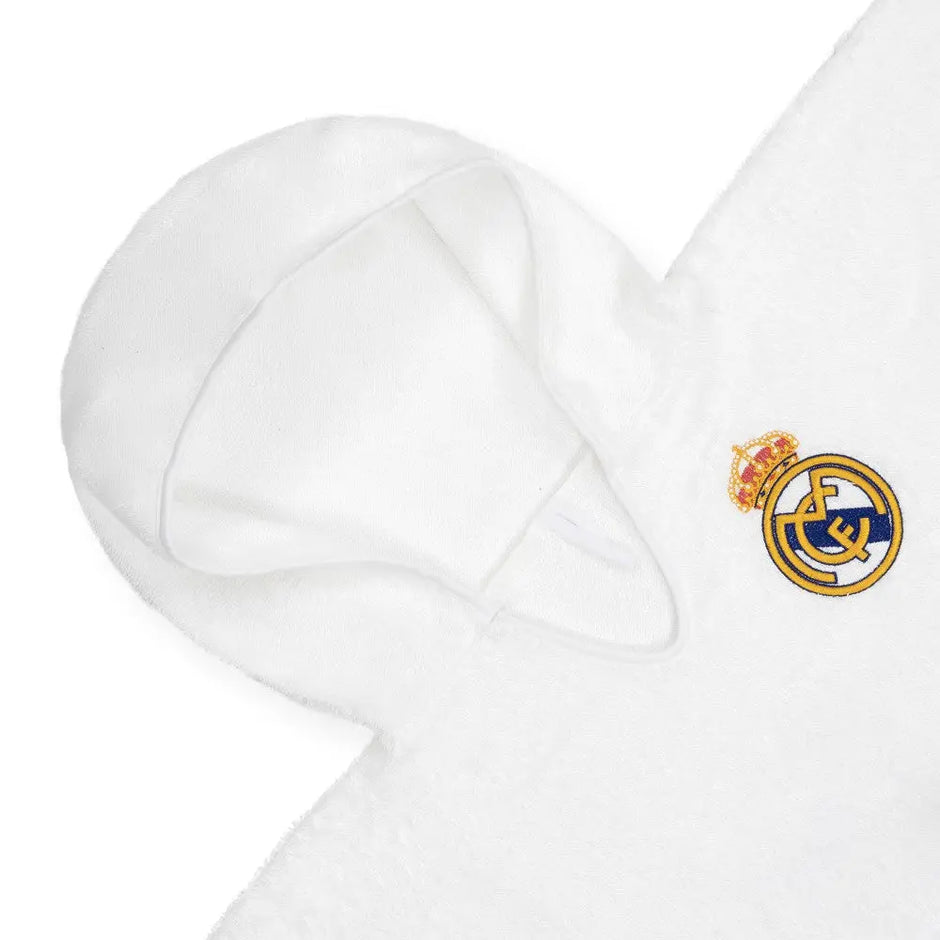 Real Madrid Poncho Handtuch Kinder Kapuze mit Vereinslogo Detail