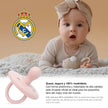 Rosa Silikon Schnuller Real Madrid im Einsatz bei Baby BPA-frei ergonomisch