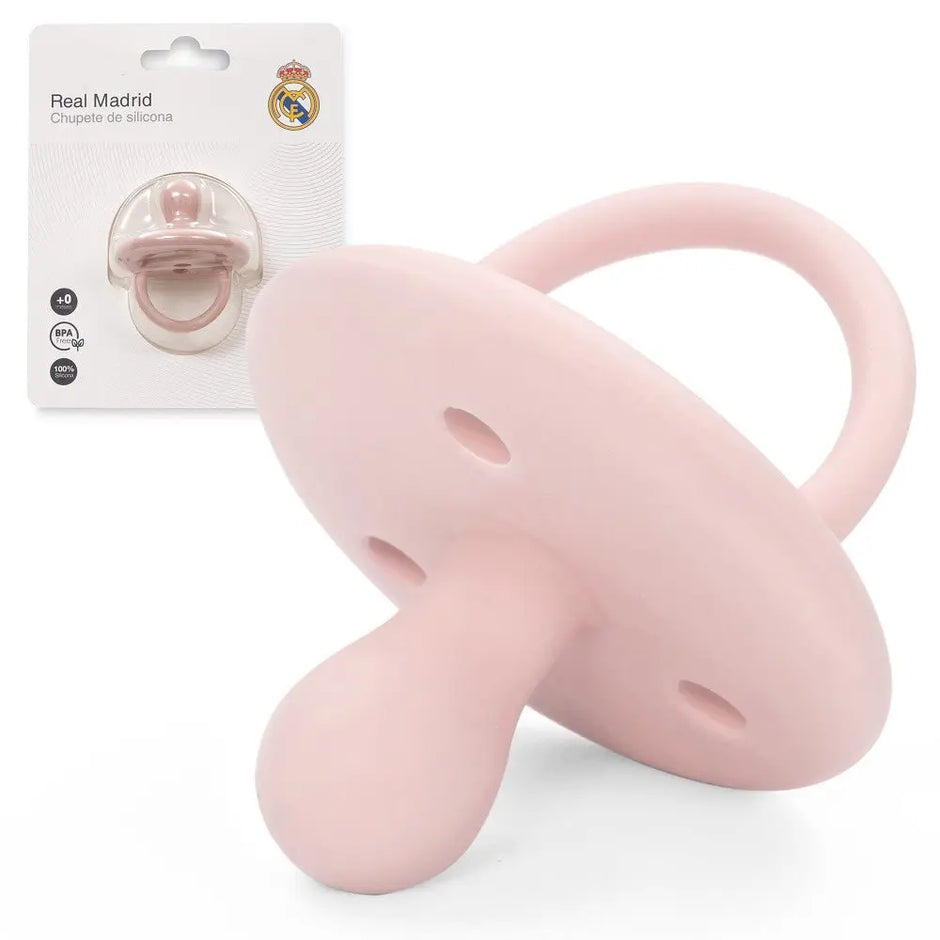 Rosa Silikon Schnuller Real Madrid BPA-frei ergonomisch mit Schutzschild