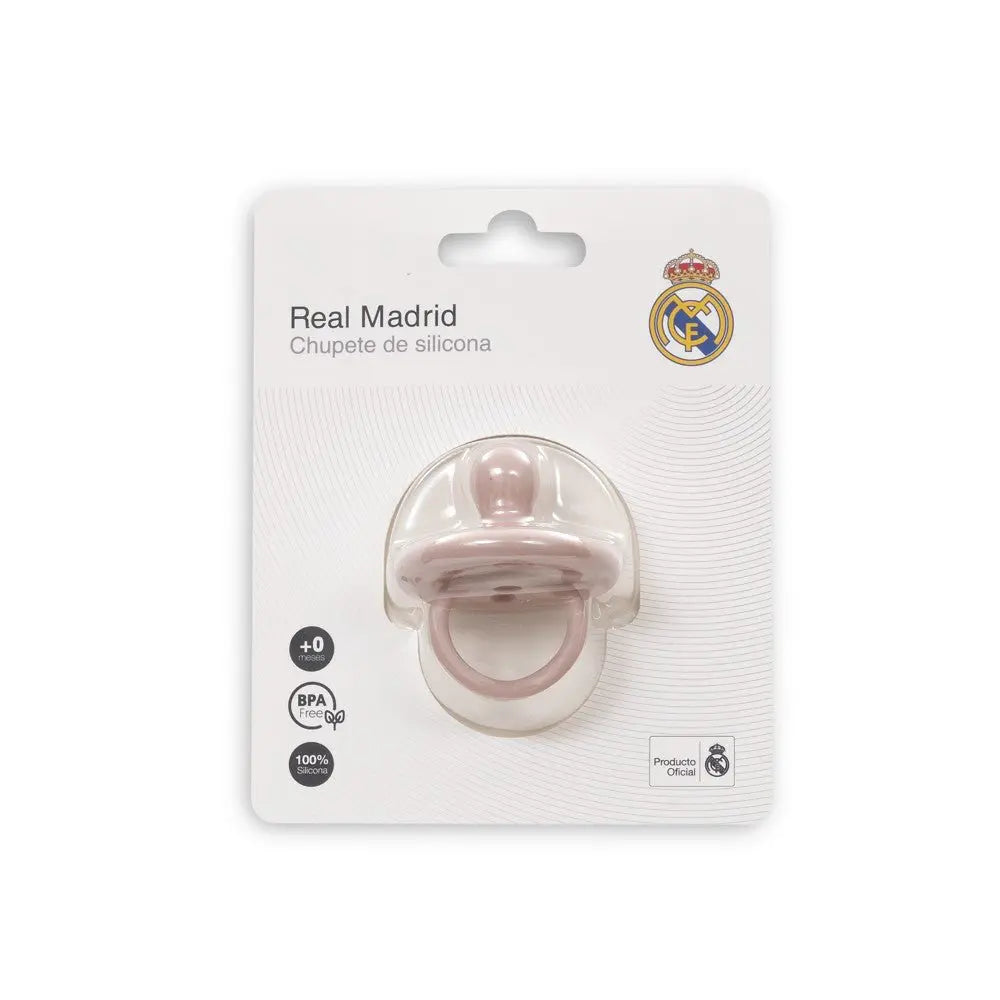 Rosa Silikon Schnuller Real Madrid in Verpackung Frontansicht BPA-frei