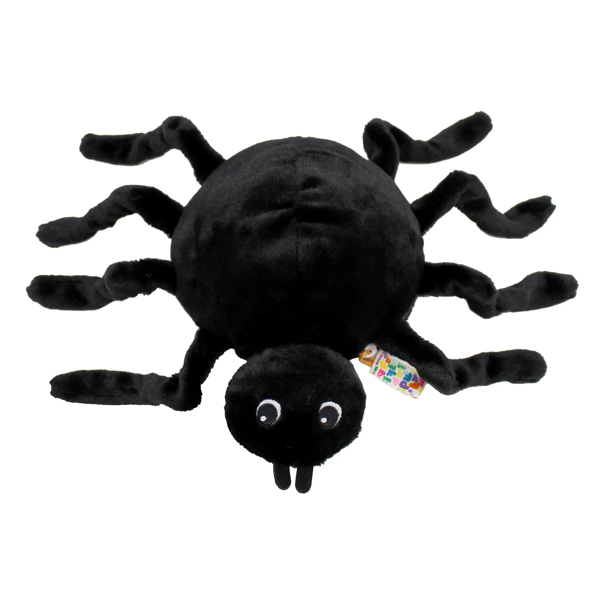 Schwarzes Spinnen Kuscheltier aus weichem Plüsch für Halloween Dekoration und Kinder