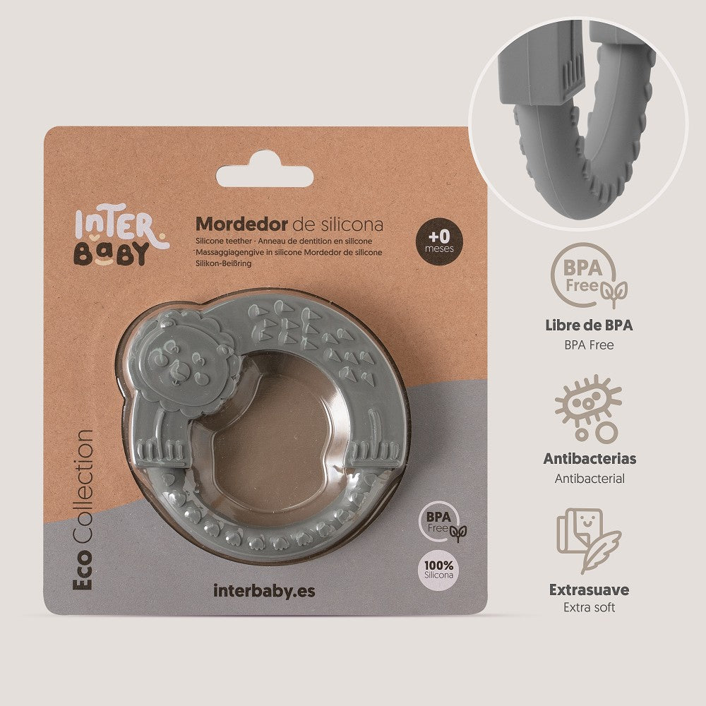 Silikon Beißring Löwe in Verpackung – BPA-freies Zahnungsspielzeug mit antibakteriellen Eigenschaften und weicher Oberfläche für Babys