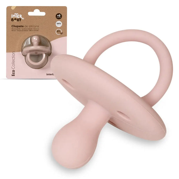 Altrosa Silikon Schnuller von Interbaby mit rundem Saugteil – BPA-frei, aus 100 % lebensmittelechtem Silikon und für Babys ab 0 Monaten geeignet.