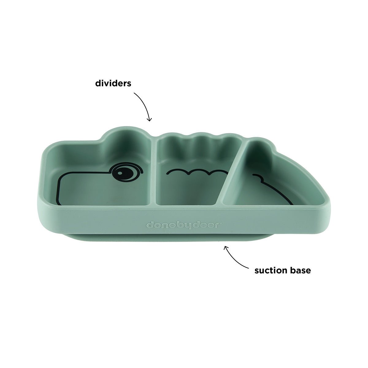 Silikon Stick&Stay Teller Croco für Babys – Grün & Rosa - Babylions