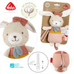 Baby Spieluhr Hase rosa aus Bio-Baumwolle – Verpackung und Details mit Reißverschluss, Musikwerk und hochwertiger Verarbeitung
