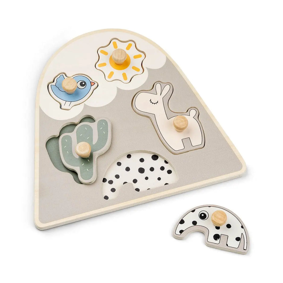 Steckpuzzle Baby Holz mit Tiermotiven Lernspielzeug mit Griffen für Kleinkinder