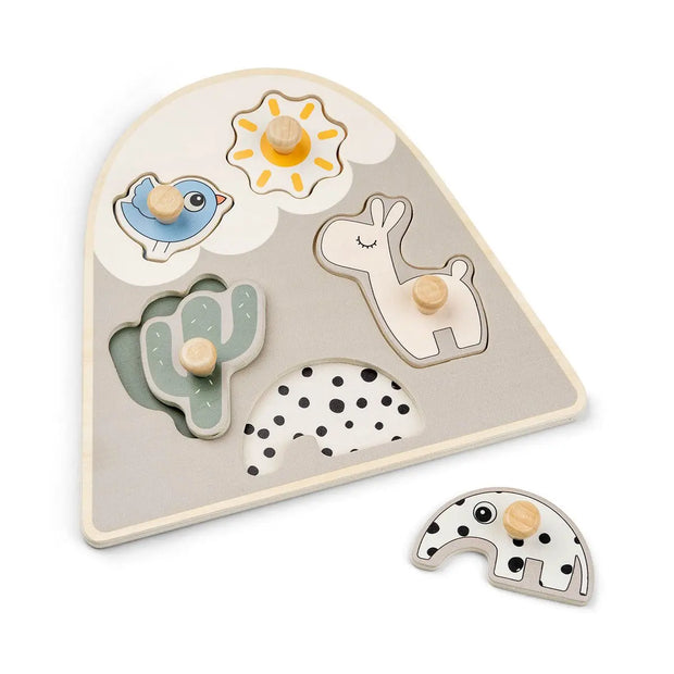 Steckpuzzle Baby Holz mit Tiermotiven Lernspielzeug mit Griffen für Kleinkinder