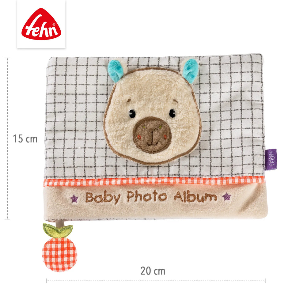 Stoffbuch Baby Fotoalbum Capybara von Fehn Maße 20 x 15 cm weiches Kuschelalbum für Babys